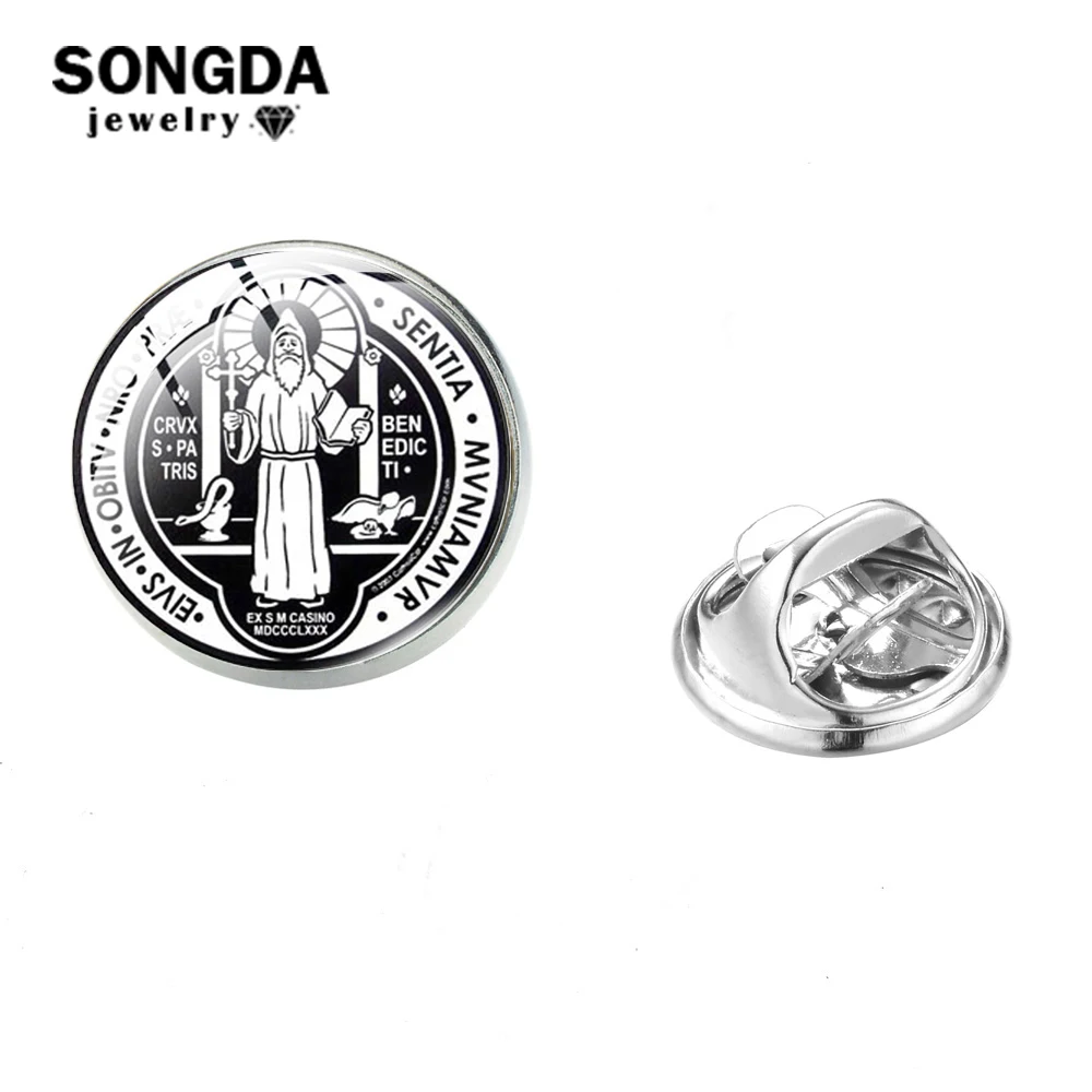 Медаль покровителя Святого Бенедикта нурсии SONGDA булавка с крестом на лацкан
