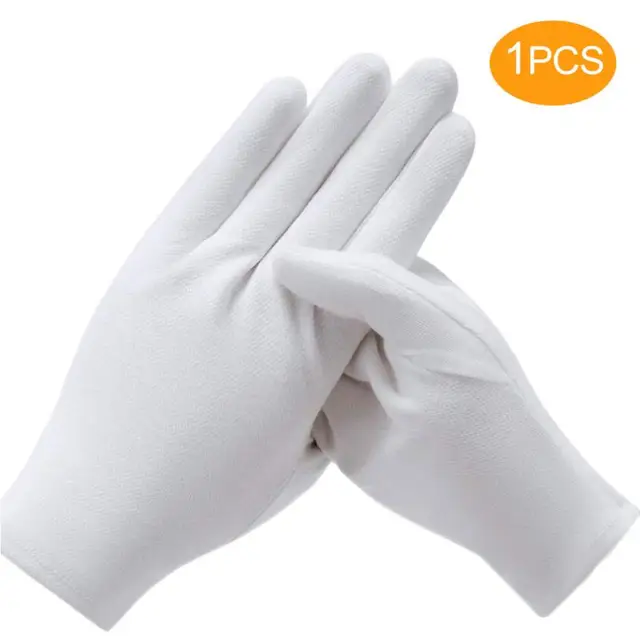 1 Pair White Gloves Soft Cotton Gloves Coin Jewelry Silver Inspection Gloves Stretchable Lining Glove Motorcycle Gloves