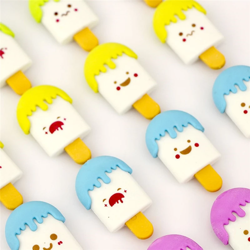 Мультфильм лицо ластик Kawaii в форме мороженого карандаши ластики резиновые школьные принадлежности канцелярские подарки Студентов Письмо и рисование инструмент