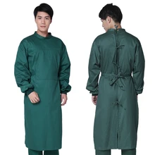 С длинным рукавом медицинский костюм для лаборатории пальто человек сплошной зеленый больница Скраб Униформа хирургическое платье доктор Операционная тонкая Рабочая одежда