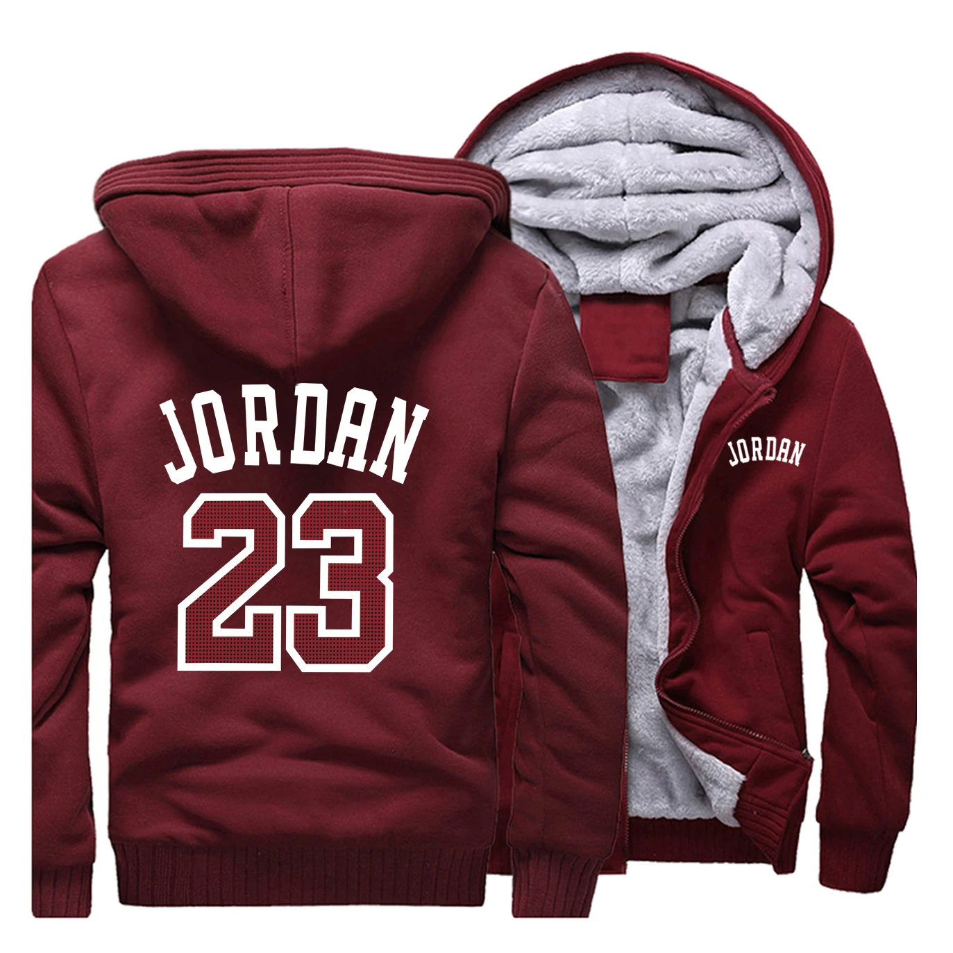 Jordan 23 брендовая мужская Толстовка, Весенняя зимняя мужская куртка, модная Толстая Толстовка с капюшоном на молнии, Мужская теплая толстовка в стиле хип-хоп для фитнеса - Цвет: Wine Red