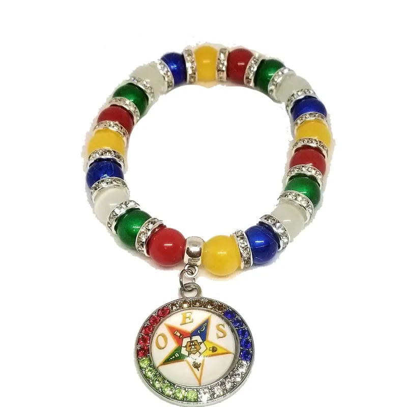 

OES Order of the Eastern Star charm bead bracelet Jewelry