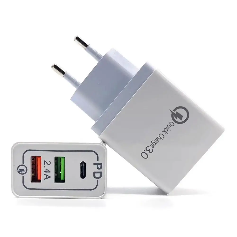 2 порта USB PD3.0 QC3.0 быстрое зарядное устройство 2.4A Type C PD настенное кабель