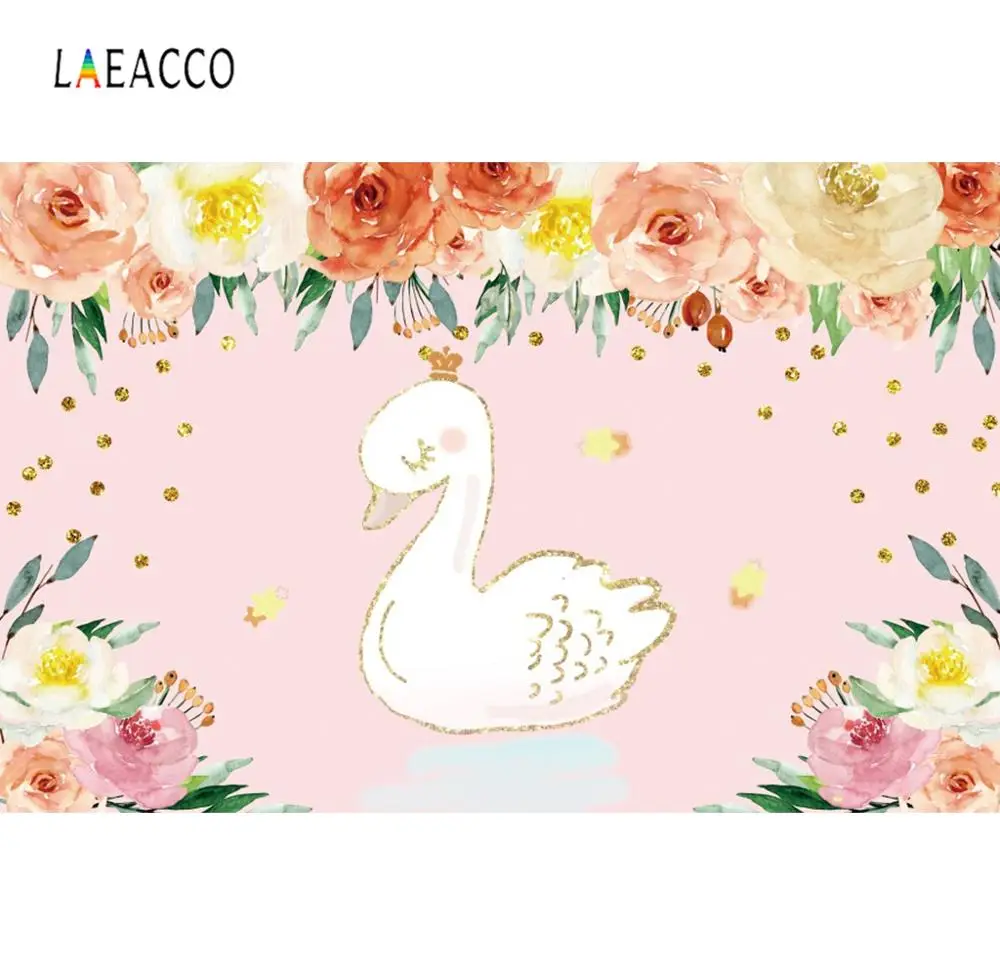 Laeacco фон для фотосъемки с акварельными цветами и уткой дня рождения вечеринки
