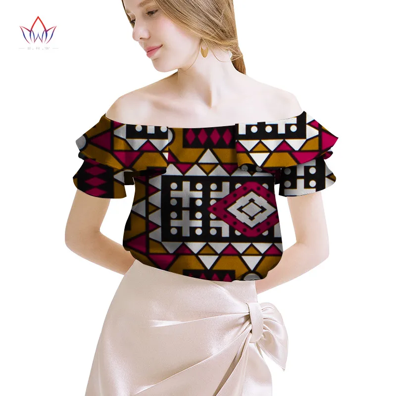 Африканская женская одежда Базен Riche Топ dashiki традиционный принт одежда Vestido Африка Анкара Стиль Топы модная блузка WY2048 - Цвет: 19