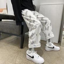 

Letter Print Casual Harem Pants for Men Japanese Fashion Trends Harajuku Clothing Teenage Straight Leg Sweatpants Male Clothing