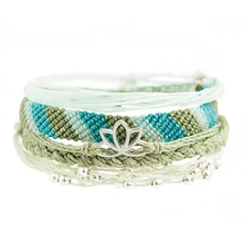Зеленая веревка Бохо мужские ювелирные браслеты для женщин pulseiras feminina украшения с лотосом жесткий браслет дружеский подарок