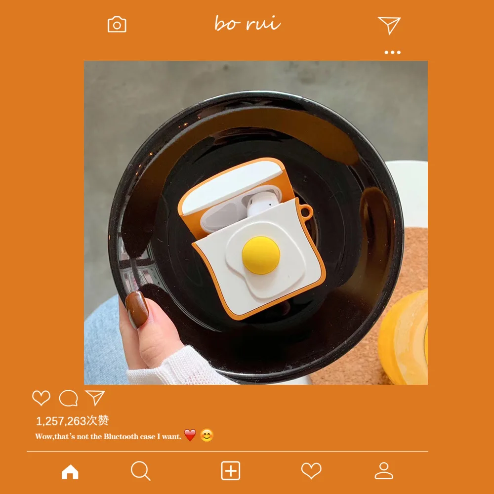 Модный хлеб для тостов Poached Egg брелок силиконовый чехол Airpods 2 Air Pods Eaphone зарядная