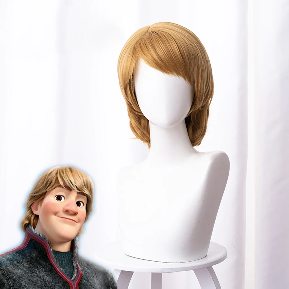  Cosplay ice snow 2 wig Kristoff Cosplay Wig 30cm Short Straight Heat Resistant Synthetic Hair Party