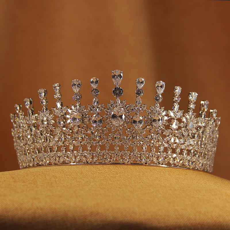 Amanda Novias New flower design AAA cubic zirconia crown and tiara headdress noble bride wedding gift accessories