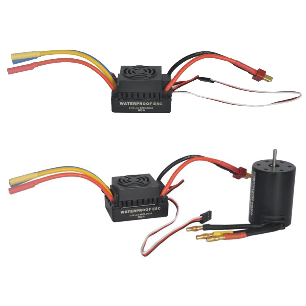 60A ESC бесщеточный ESC электрический регулятор скорости для RC 1:10 автомобиль грузовик RC лодка(черный