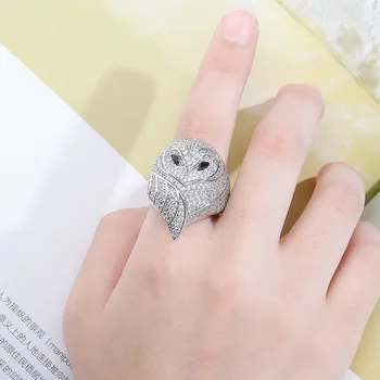 

Zciti New Arrival Owl Animal Ring High Quality Iced Out Cubic Zirconia Ring Men Hip Hop Fashion Personality Jewelry For Men Gift
