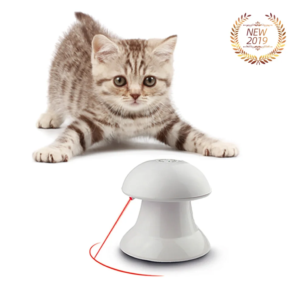 Автоматическая игрушка для кошек интерактивная игрушка для кошек вращающаяся на 360 ° USB перезаряжаемая со светодиодный светильник перо для кошек собаки игрушки Аксессуары для домашних животных