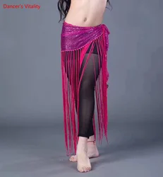 Falda larga con borlas para danza vientre para nios, bufanda cadera para prctica Baile Oriental, entrega gratuita en