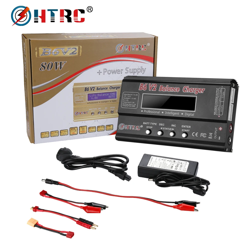 HTRC IMAX B6V2 Balance Charger 80W Professional Digital Lipo Discharger for Li-ion Lipo LiFe NiCd NiMH LiHV PB Battery