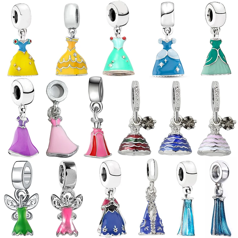Disney Princess Dress Pendant Pulsera Diy Fit Original Pandora Charm Bracelet Women Skirt Beads For Jewelry Making - - AliExpress