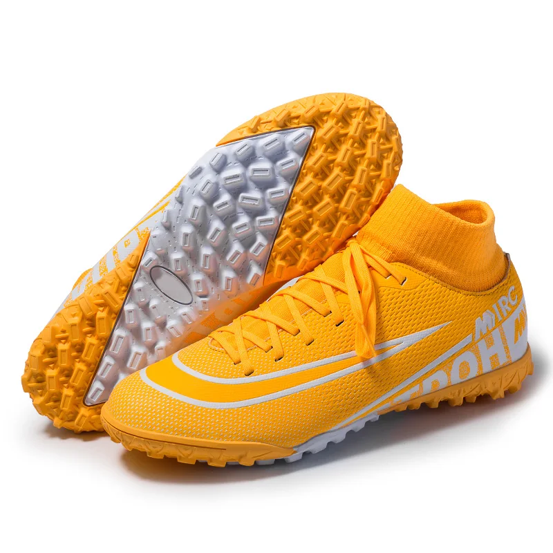 2020 New Men Kids Football Boots Turf Soccer Shoes Cleats Training High Ankle Sport Sneakers Mens Dropshipping Eur size 35-45