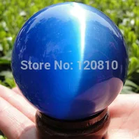 

Hot Sell ASIAN QUARTZ DEEP BLUE CAT EYE CRYSTAL BALL SPHERE58MM + STAND