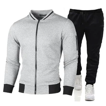

Men's Clothing Casual Sportswear Coat Pants Tracksuit Men Checkered Zipper Jackets Sweatpants Male Jogging Suit