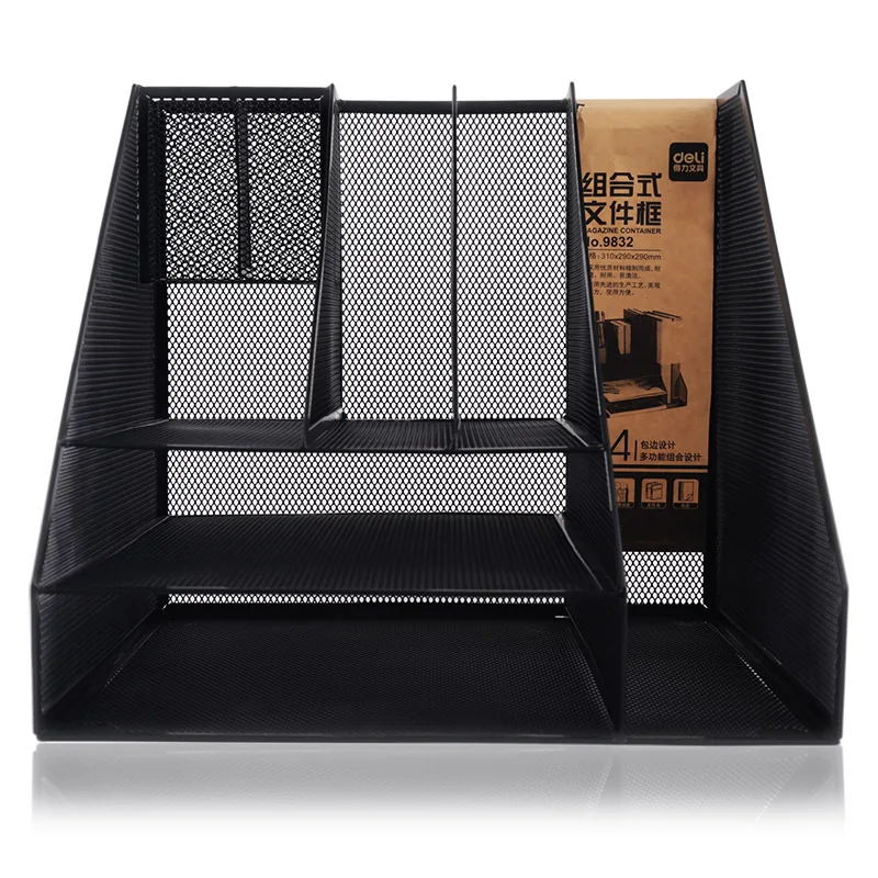 

Deli 9832 Metal Document Rack Creative Three-in-One Desktop Office Use Multilayer Storage Archives Information Frame Students