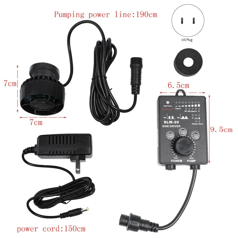 

Hot Sale SLW-20 Sine Wave Flow Wave Maker Quiet Wave Pump 10000 LPH Aquarium US Plug