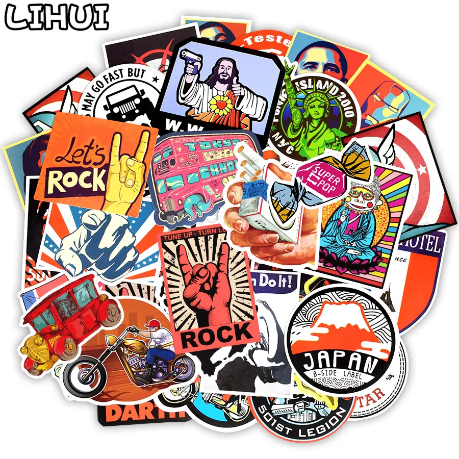Sticker Graffiti Suitcase Luggage Bicycle-Skateboard Laptop Funny Travel Retro-Style