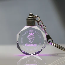 Автомобильный брелок для SAAB 9-3 9-5 93 95 900 9000, швейный светодиодный брелок с логотипом и кристаллами, эмблема, брелок для ключей