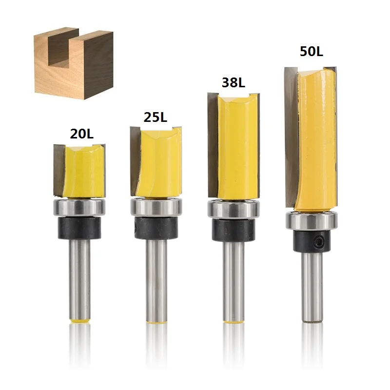 XCAN 1pc 8mm Shank Flush Trim Template Router Bit Straight Slot Milling Cutter Carbide End Mill Woo