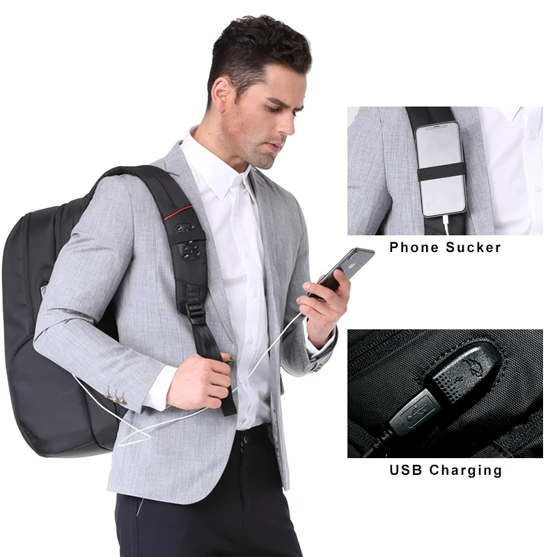  Kingsons functional Backpack Men Laptop 13.3 15.6 17.3 inch Anti-theft Travel Backpacks Waterproof 