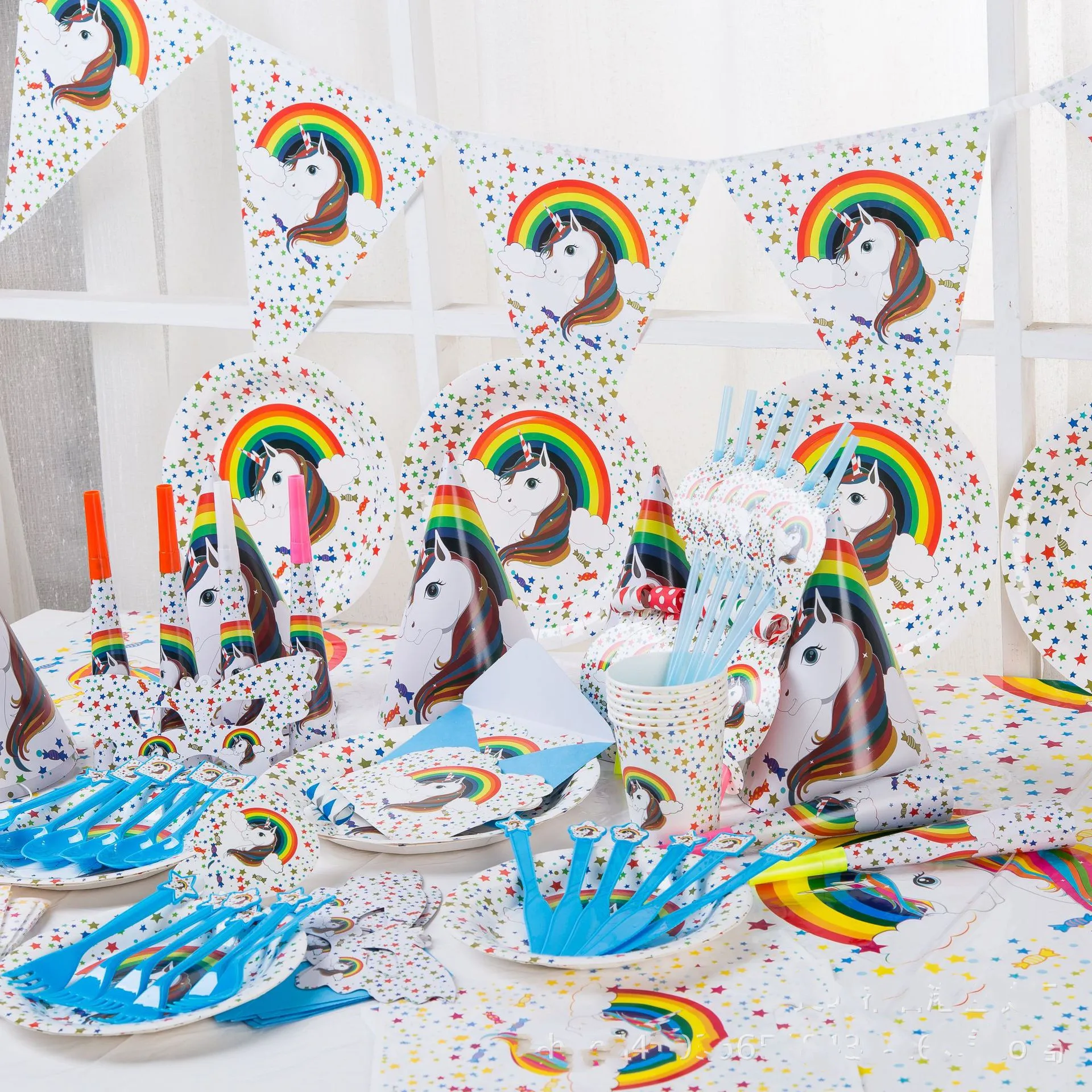 

Baby Party Supplies Set 6 People Pony Unicorn Theme Birthday Party Supplies Set Baby Gift Child Girls Party Supplies Set