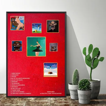 

Kanye West-beautiful Dark Twisted Fantasy Music Cover Music Poster Canvas Painting Wall Artist Home Decoration