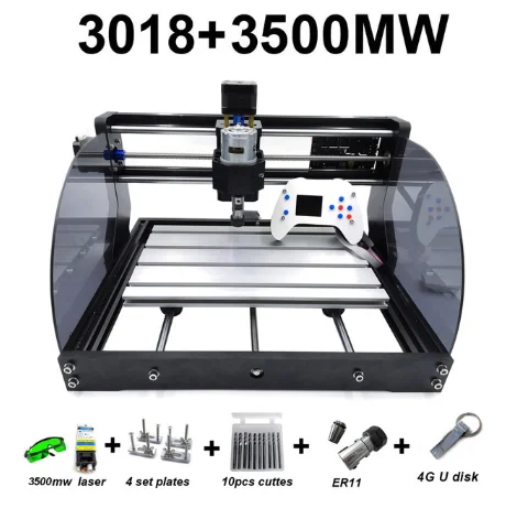 DIY CNC 3018 Pro MAX GRBL, 3 оси PCB фрезерный станок, CNC маршрутизатор лазерная гравировка CNC3018PRO max фрезерный станок - Цвет: With 3500mW Laser