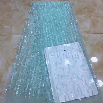 

green Hot Sale Sequins Lace Fabrics High Quality African Lace Fabric Nigerian French Party Lace Fabric for Tulle Lace Fabric