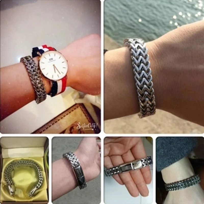 Staal mannen браслет geschenken heren mannelijke звено цепи op ручной аксессуары Очаровательная цепь звено armbanden браслеты rock stijl