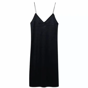 

new women sexy v neck casual slim black velvet sling dress female spaghetti strap underwear vestidos chic party dresses DS3087