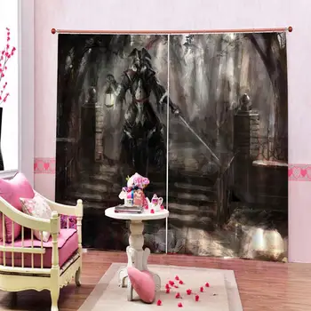 

Photo Custom Fantasy Sci-Fi Game Character Print Curtain Large Window For Kids room Bedroom Polyester Fabric Drapes Decor Sets
