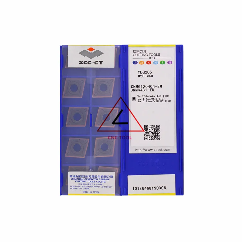

Вставки для токарной обработки ZCCCT CNMG120404-EM YBG205, 10 шт.