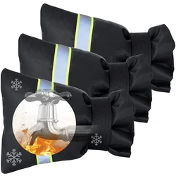 Outside Winter Water Faucet Cover with Reflective Strips Velcro Thickened Anti-Freeze Outdoor Tap Cover Reusable Spigot Cover