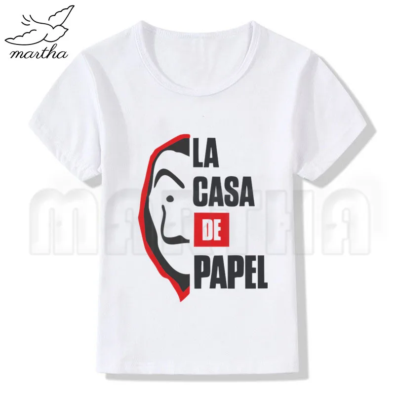 La Casa De Papel/футболка для мальчиков; Футболка с принтом с героями мультфильмов; дизайнерские Детские футболки; детская одежда с короткими рукавами