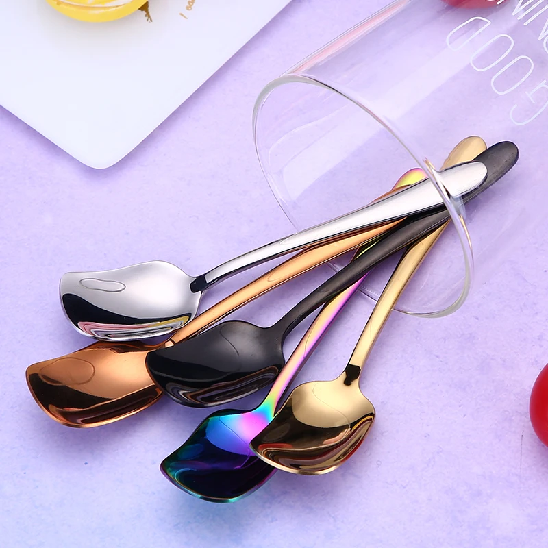 Creative 304 Stainless Steel Spoon Fork Coffee Cake Dessert Tea Ice Cream Forks Spoons Stirring Luxury Tableware Household