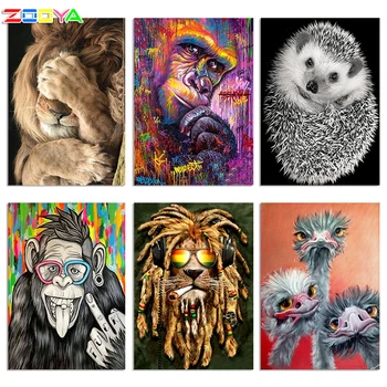 

ZOOYA 5D DIY Diamond Painting Lion Crystal Diamond Painting Cross Stitch Shy Lion Animal Sleep Needlework Home Decorative BJ947