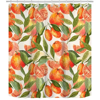 

Easy Install With Hooks Waterproof Polyester Fruits Pattern Machine Washable Shower Curtain 180x180cm For Bathroom Hanging