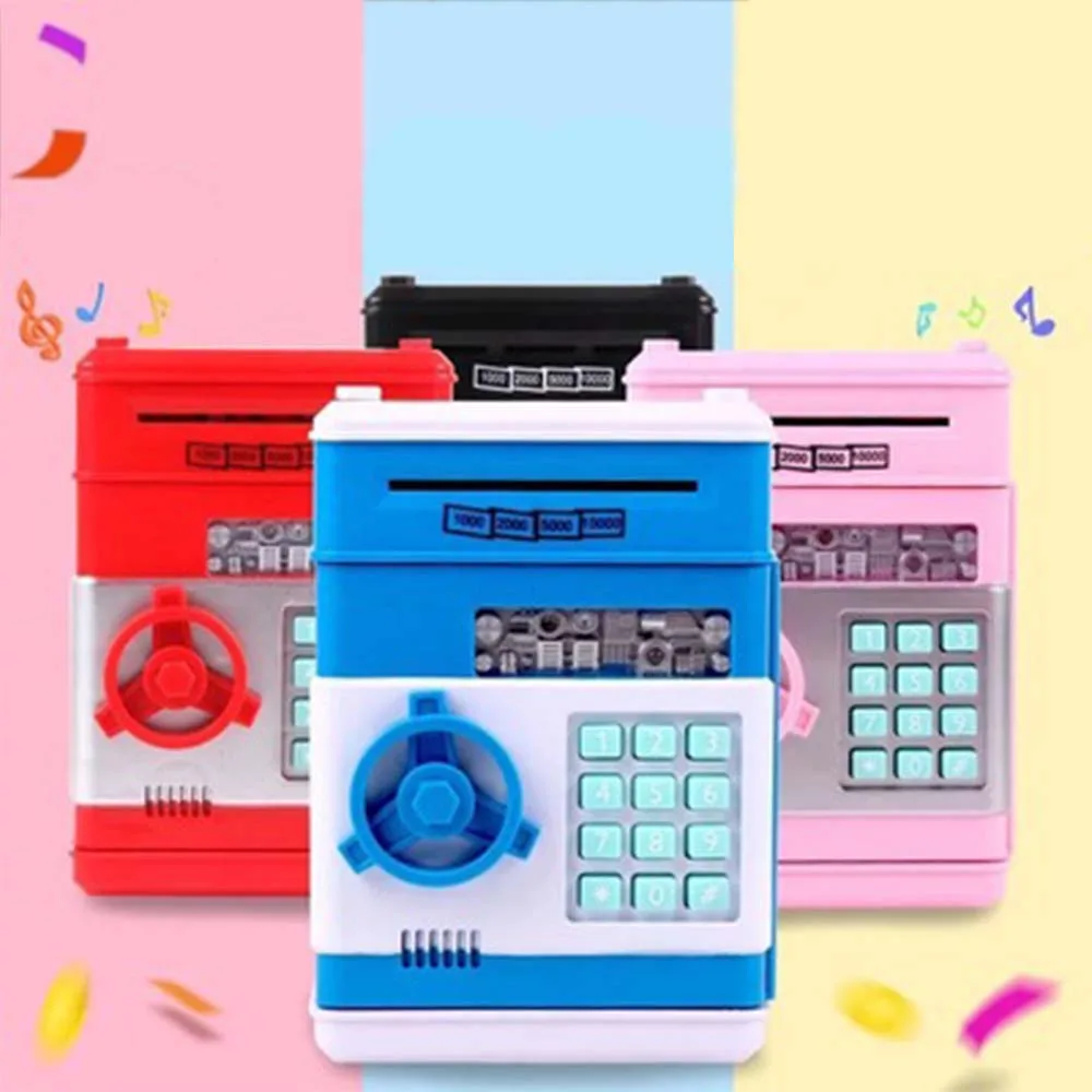 

Electronic Piggy Bank ATM Password Money Box Cash Coins Saving Box ATM Bank Safe Box Automatic Deposit Banknote Christmas Gift