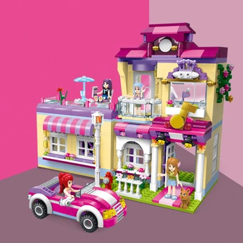 QWZ casa, modelo estrella Playmobil niñas bloques de construcción educativos juguetes para niños regalos de navidad City Friends