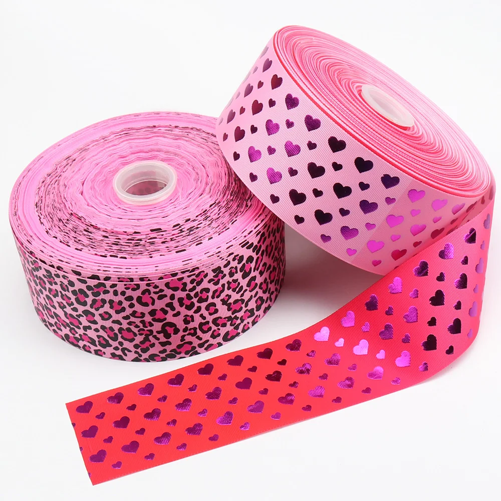 JOJO банты 75 мм 2y Grosgrain лента для рукоделия градиент сердце любовь Леопард печатная лента для рукоделия Сделай Сам банты для волос подарочная упаковка
