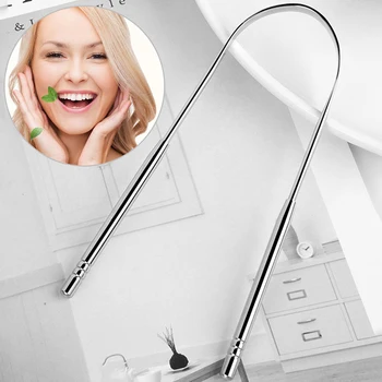 

1pcs Stainless Steel Useful Tongue Scraper Cleaner Fresh Breath Cleaning Coated Tongue Oral Hygiene Care Tools