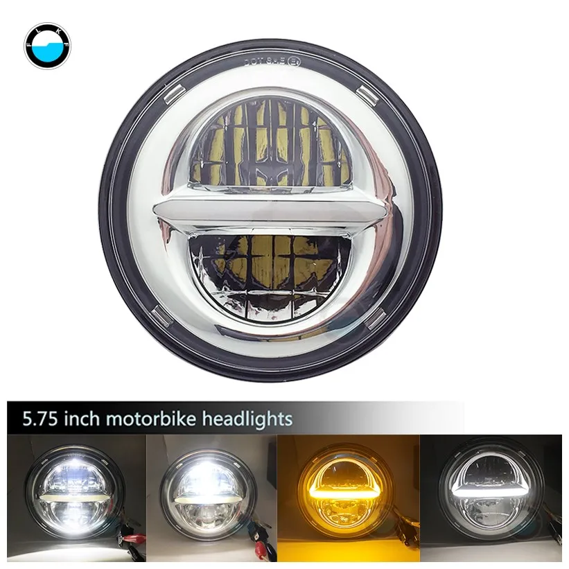 NO1 50W chrome 5,75 дюймовый проектор светодиодный мото фары 5-3/" фары для Dyna Sportster 1200 883 части сигнала поворота - Цвет: NO1 50W chrome