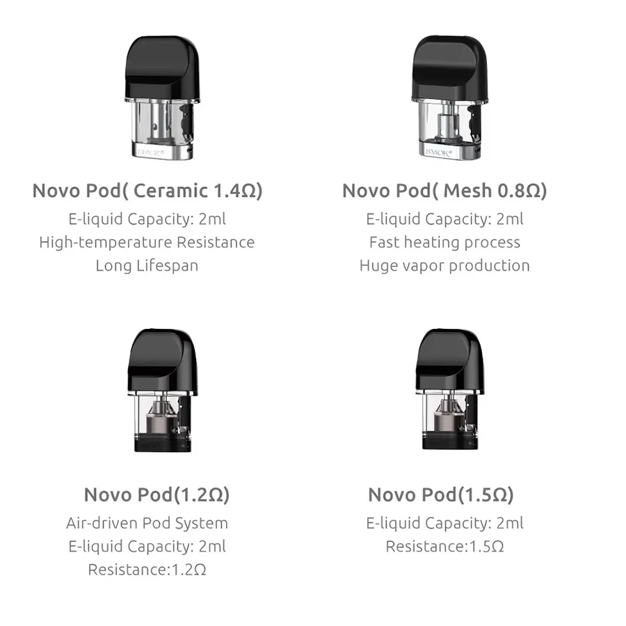 Original Vape SMOK NOVO Pod Cartridge Atomizer 2ML NOVO2 TANK Vpaorizer NOVO 2 MTL Vaporizador Mesh Coil Electronic Cigarette