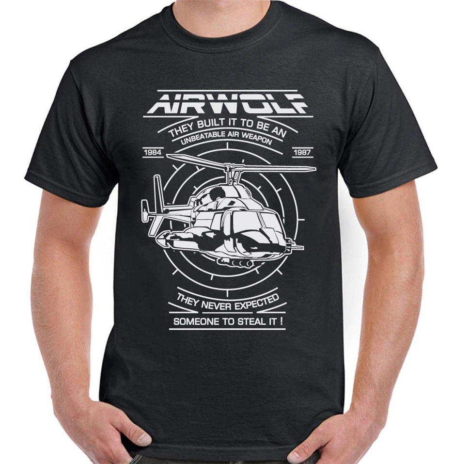 Airwolf Мужская 80 Ретро ТВ программа футболка вертолет Драма шоу Чоппер брендовая
