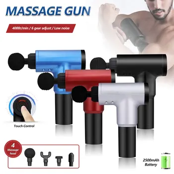 

Fascia Massage Guns 6 Gears Muscle Massager Ultra-Quiet Deep Tissue Massager relief Muscle Pain Relax Body With 4 Adapter Heads